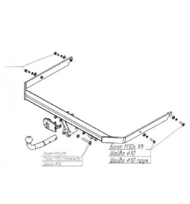 Фаркоп (ТСУ) для FORD Focus 2 2005-2011 седан съемный шар на двух болтах 1.2тонны Босал